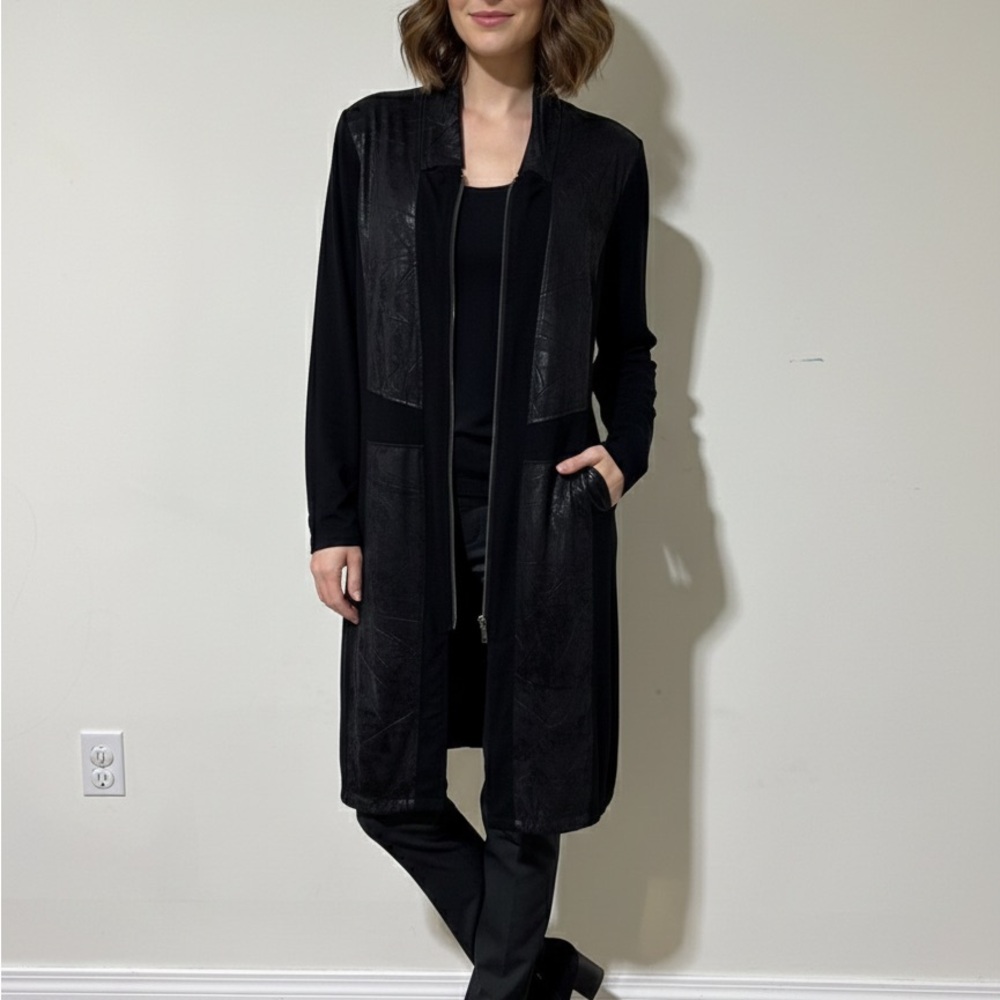 Elegant Black Longline Coat a German brand size US 10